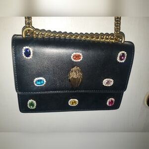 Kurt geiger london Shoreditch embellished Gem black leather Crossbody bag